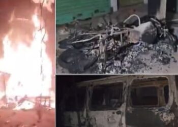 गिरिडीह के घोडथंबा में होली जुलूस में बवाल,आगजनी